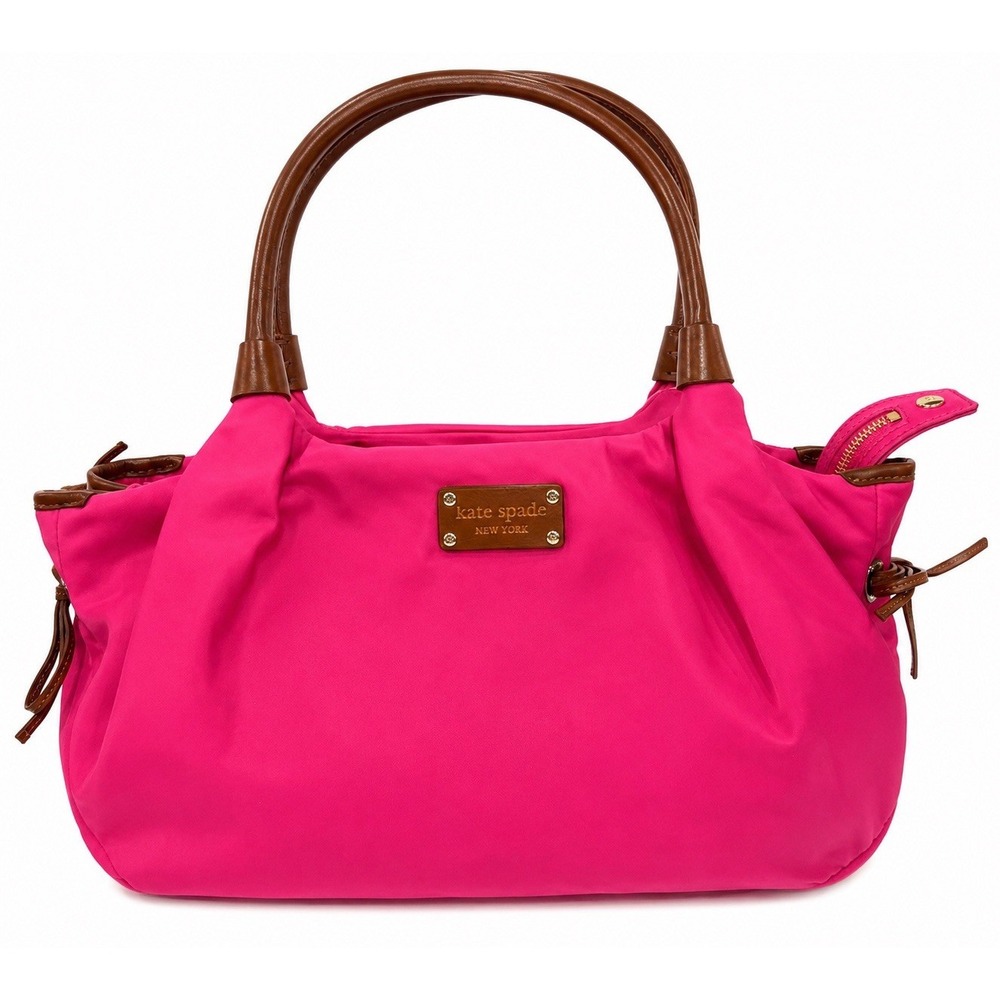 Kate Spade Stevie Gramercy Park Pink Cherry Nylon Leather Satchel Bag NWT